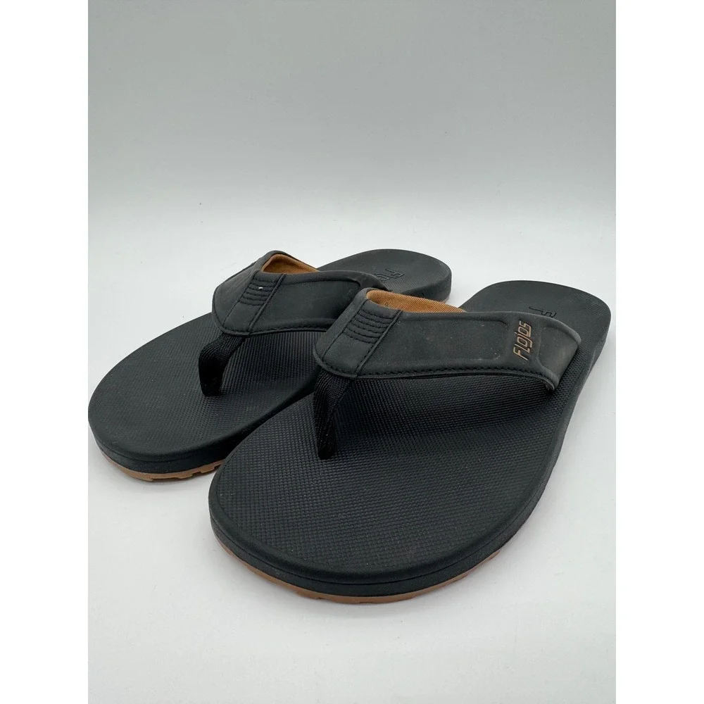 Flojos‎ Mens Flip Flops Size 9 Black Comfort Sandals Casual Beach Thong